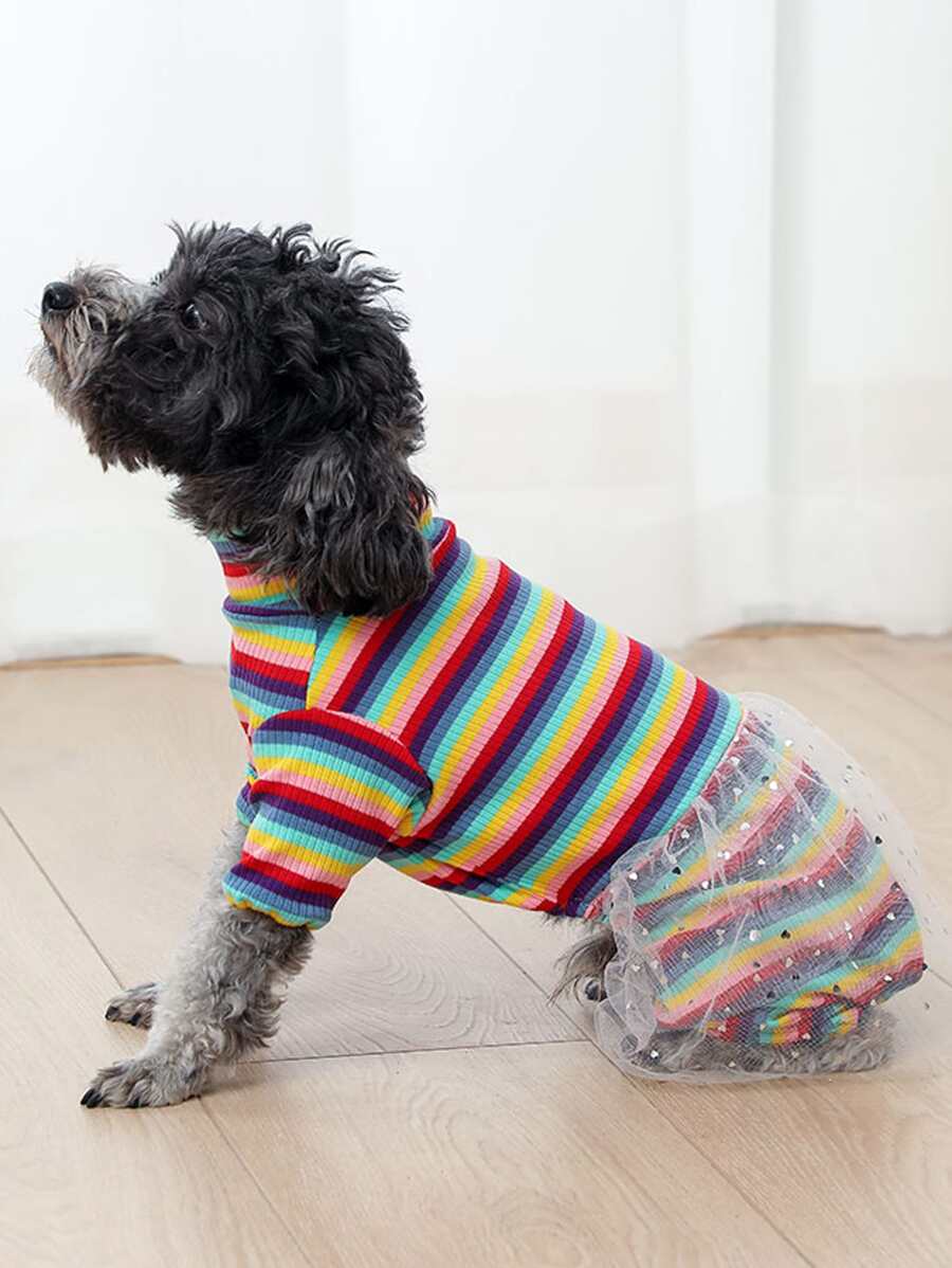 Vestido de mascota de rayas - Multicolor - Ver 1