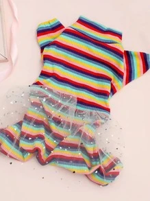 Vestido de mascota de rayas - Multicolor - Ver 2