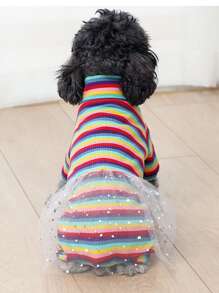 Vestido de mascota de rayas - Multicolor - Ver 4