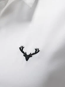 Manfinity Mode Men Colour Block Elk Embroidery Shirt - Multicolor - View 4