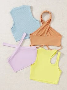 SHEIN Unity 4pcs Rib-knit Top - Multicolor - View 2