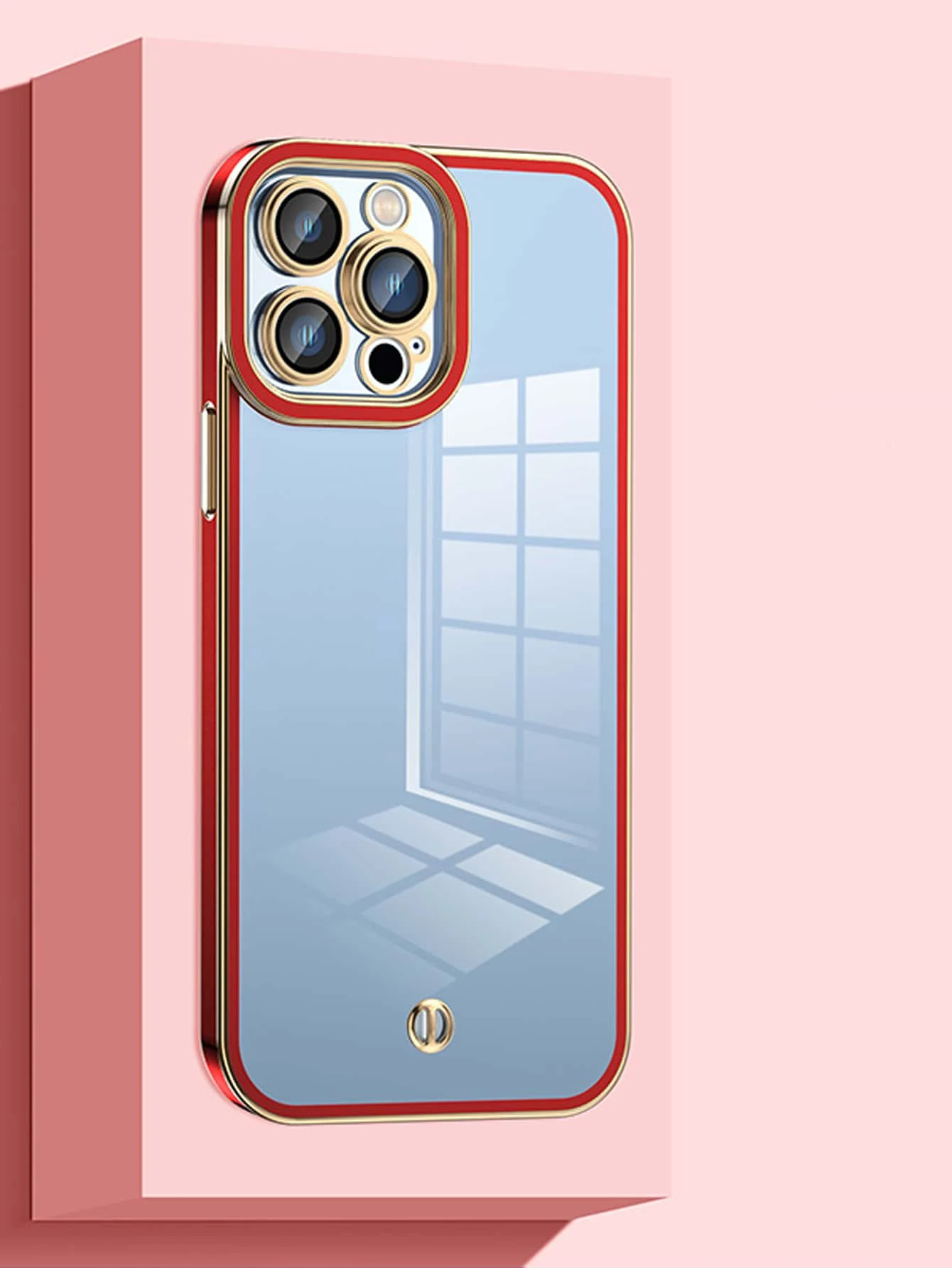 電鍍邊框拼接手機殼 - 紅色 - 查看 1