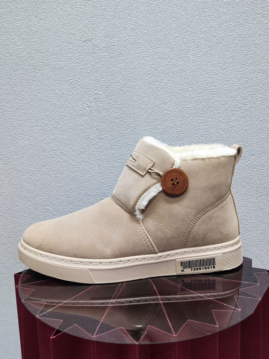 Hombres Botas de nieve con diseño de botón - Beis - Ver 1