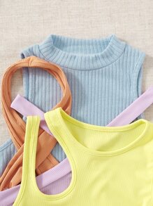 SHEIN Unity 4pcs Rib-knit Top - Multicolor - View 4