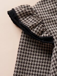 Cazadora Bomber Y Pantalones Para Niña Joven Con Patrón De Pata De Gallo Y Adornos De Volantes - Caqui - Ver 3