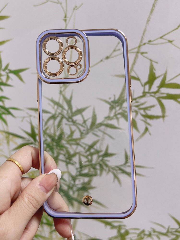 Contrast Frame Clear Phone Case - Purple - View 2