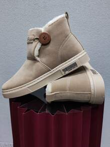 Hombres Botas de nieve con diseño de botón - Beis - Ver 4