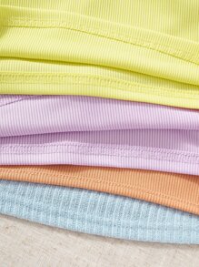 SHEIN Unity 4pcs Rib-knit Top - Multicolor - View 5