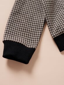 Cazadora Bomber Y Pantalones Para Niña Joven Con Patrón De Pata De Gallo Y Adornos De Volantes - Caqui - Ver 4