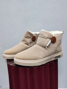 Hombres Botas de nieve con diseño de botón - Beis - Ver 5