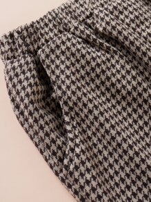 Cazadora Bomber Y Pantalones Para Niña Joven Con Patrón De Pata De Gallo Y Adornos De Volantes - Caqui - Ver 6