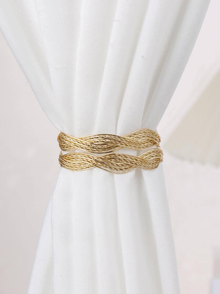 1 pieza Alzapaños de cortina con diseño girante - Dorado - Ver 1