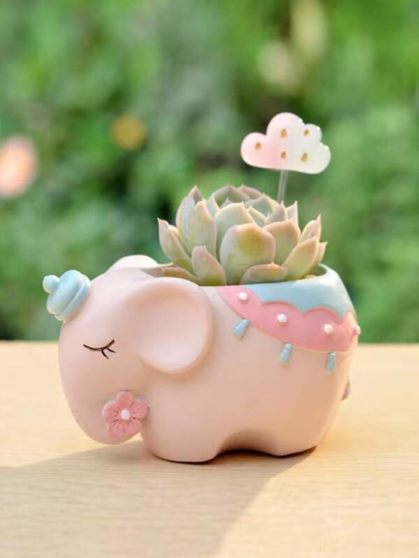 1pc Cartoon Elephant Design Plant Container