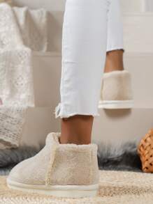 Minimalist Fluffy Slipper Boots - Apricot - View 3