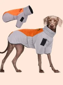 1 pieza Chaqueta para mascotas de dos tonos cálido para perro para temporada de frio - Naranja - Ver 6