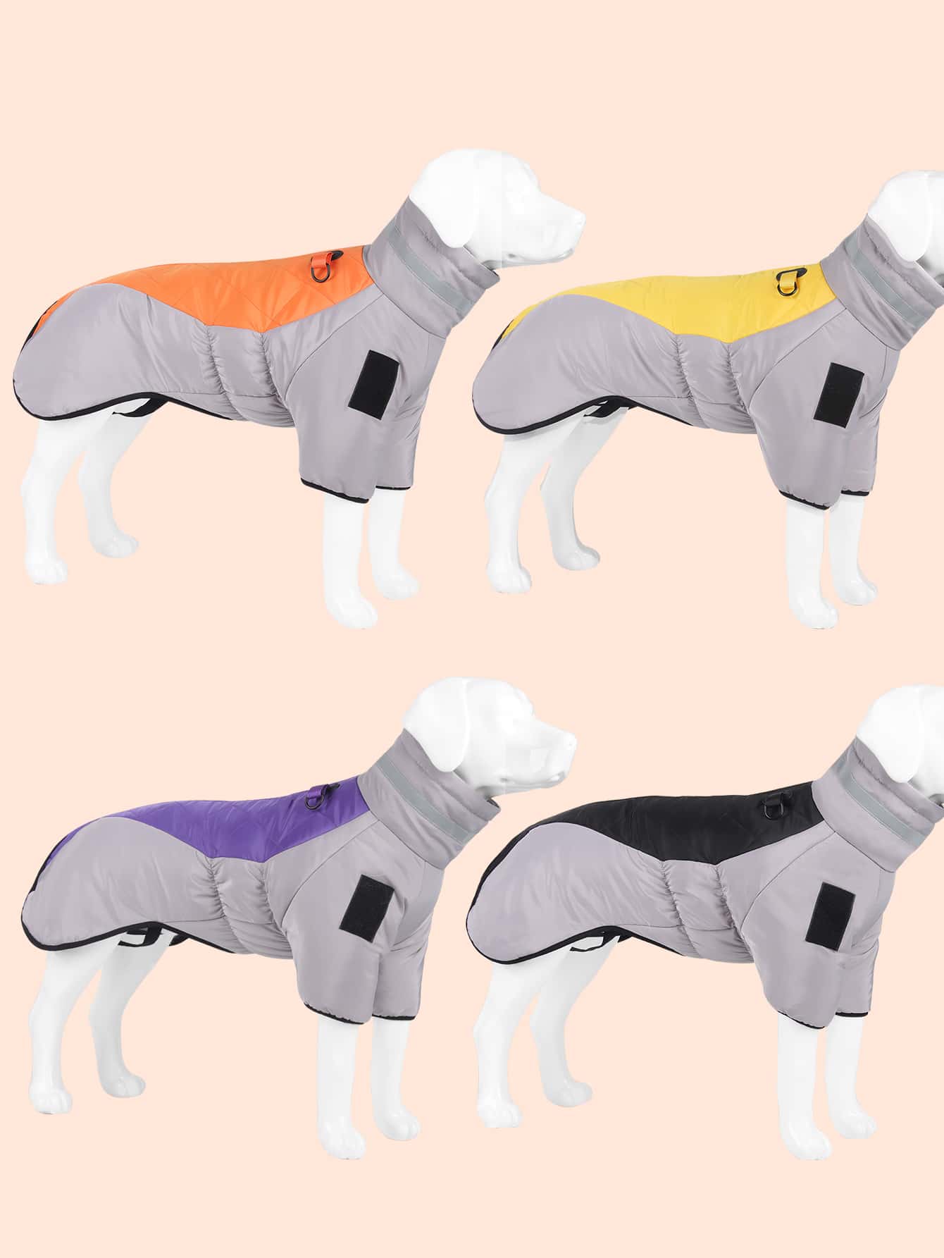 1 pieza Chaqueta para mascotas de dos tonos cálido para perro para temporada de frio - Naranja - Ver 1