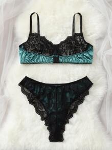 Áo Lót Gọi cảm Kích Thước Lớn Tương phản ren Khối Màu - Nhiều màu - Xem 2