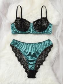 Áo Lót Gọi cảm Kích Thước Lớn Tương phản ren Khối Màu - Nhiều màu - Xem 3