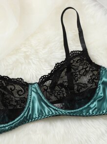 Áo Lót Gọi cảm Kích Thước Lớn Tương phản ren Khối Màu - Nhiều màu - Xem 5