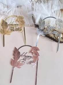 3pcs Leaf Decor Birthday Cake Topper - Multicolor - View 2