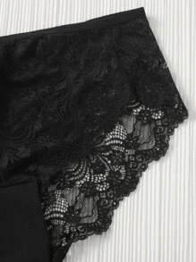 Set de 3 prendas de ropa interior con encaje de contraste para tallas grandes - Multicolor - Ver 4