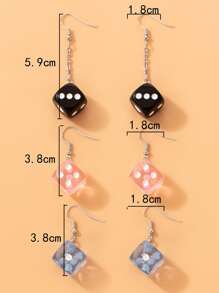 3 cặp bông tai thả xúc xắc - Nhiều màu - Xem 3