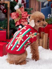 nicovaer Giáng sinh Retro Sọc Người Gingerbread Áo len , Nhiều màu - Nhiều màu - Xem 1