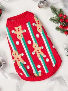 nicovaer Giáng sinh Retro Sọc Người Gingerbread Áo len , Nhiều màu - Nhiều màu - Xem 2