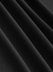 SHEIN MOD Contrast Mesh Ruched Asymmetrical Hem Dress - Black - View 5