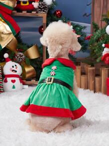 聖誕1入組聖誕老人設計寵物連衣裙 - 綠色 - 查看 2