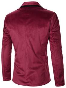 Manfinity Men 1pc Single Button Lapel Collar Blazer - Burgundy - View 2