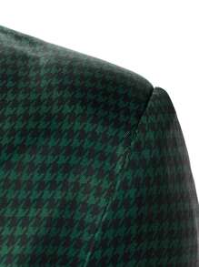 Manfinity Hombres 1 pieza Blazer de pata de gallo con botón - Verde Oscuro - Ver 4