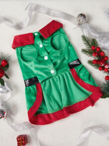 聖誕1入組聖誕老人設計寵物連衣裙 - 綠色 - 查看 6