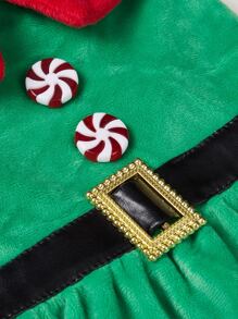 聖誕1入組聖誕老人設計寵物連衣裙 - 綠色 - 查看 7