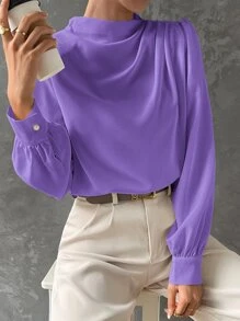 BizChic 燈籠袖前垂褶襯衫工作服