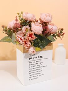 1 pièce Bouquet de pivoines en soie artificielle au toucher réel, haute simulation, pleine floraison, sans décoloration. Arrangement floral pour la décoration de la maison, du salon, de la chambre, de l'entrée, pour les mariages, les fêtes de mariage, les centres de table, les cadeaux de pendaison de crémaillère. - Vieux Rose - Voir 4