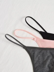 Shein Underwear&Sleepwear Basics 3 paquetes de conjuntos de tangas sexys de color sólido