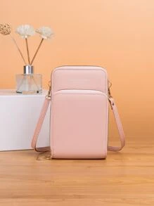 New Fashion Crossbody Bag Double-Layer Mobile Phone Bag Pink Bag Lightweight Modern Business Credit Card ID Card Money Cash Phone Wallet Business Casual Teacher's Day Teacher Gifts Work Business Commute Travel Holiday Office Vacation For Anniversary For For Birthday Gift On Valentine Day For Gift For Lady For Female White-Collar Workers For Women Gift IPhone Bag Pouch Phone - Baby Pink - View 1