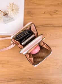 New Fashion Crossbody Bag Double-Layer Mobile Phone Bag Pink Bag Lightweight Modern Business Credit Card ID Card Money Cash Phone Wallet Business Casual Teacher's Day Teacher Gifts Work Business Commute Travel Holiday Office Vacation For Anniversary For For Birthday Gift On Valentine Day For Gift For Lady For Female White-Collar Workers For Women Gift IPhone Bag Pouch Phone - Baby Pink - View 4