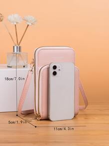 New Fashion Crossbody Bag Double-Layer Mobile Phone Bag Pink Bag Lightweight Modern Business Credit Card ID Card Money Cash Phone Wallet Business Casual Teacher's Day Teacher Gifts Work Business Commute Travel Holiday Office Vacation For Anniversary For For Birthday Gift On Valentine Day For Gift For Lady For Female White-Collar Workers For Women Gift IPhone Bag Pouch Phone - Baby Pink - View 5