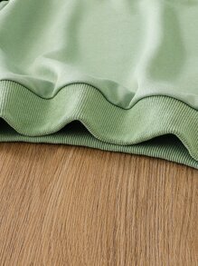 Tween Girl Floral Embroidery Sweatshirt - Green - View 5