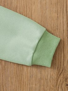 Tween Girl Floral Embroidery Sweatshirt - Green - View 6