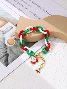 Christmas Santa Claus & Tree Charm Bracelet - Multicolor - View 3