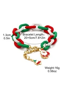 Christmas Santa Claus & Tree Charm Bracelet - Multicolor - View 5