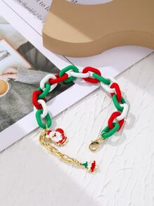 Christmas Santa Claus & Tree Charm Bracelet - Multicolor - View 1