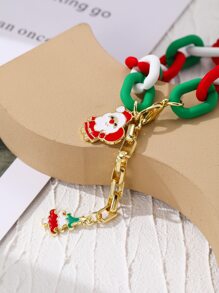Christmas Santa Claus & Tree Charm Bracelet - Multicolor - View 4