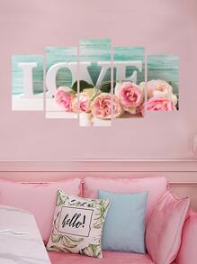 5入組花卉和字母圖案牆貼 - 彩色 - 查看 1