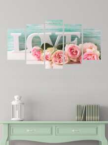 5入組花卉和字母圖案牆貼 - 彩色 - 查看 3