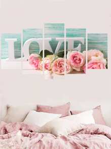 5入組花卉和字母圖案牆貼 - 彩色 - 查看 5