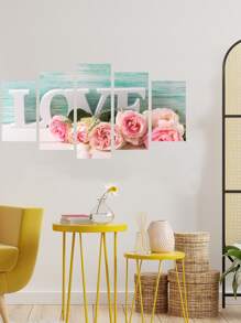 5入組花卉和字母圖案牆貼 - 彩色 - 查看 6